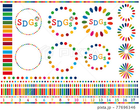 SDGsイメージの17色のフレームやラインのベクター素材セット 77696346