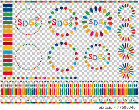 SDGsイメージの17色のフレームやラインのベクター素材セット 77696346