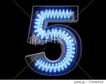 Light bulb spiral digit alphabet character 5 five font 77696930