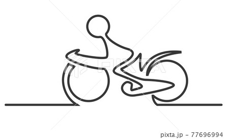 Simple man on the bicycle created from one line. 77696994