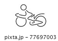 Simple man on the bicycle created from lines. 77697003