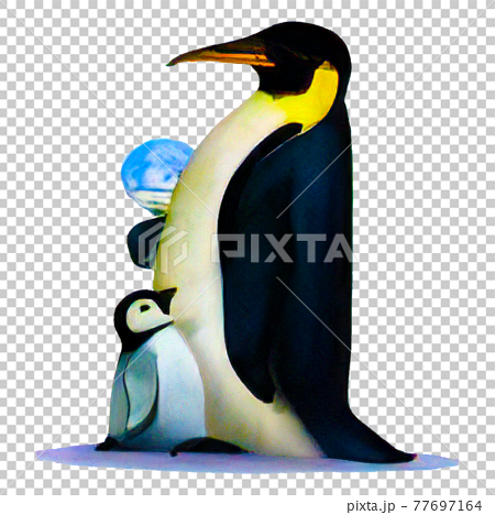 リアル風なペンギンの親子のイラストのイラスト素材