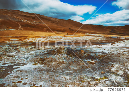 Geothermal area Hverir, Iceland. Geothermal area Hverir, Iceland. 77698075