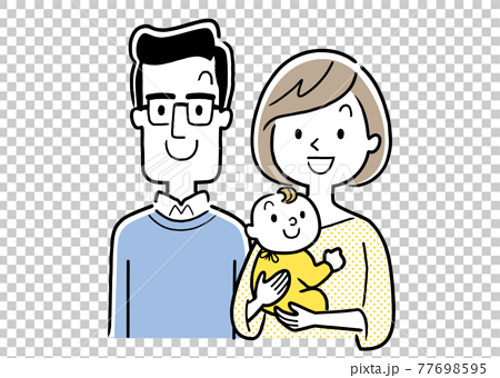 ベクターイラスト素材：赤ちゃんがいる夫婦、3人家族 77698595