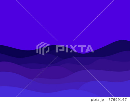 Night wavy landscape in a minimalist style. Boho typography decor for prints, posters and interior designs. Mid-century modern decor. Vector illustration 77699147