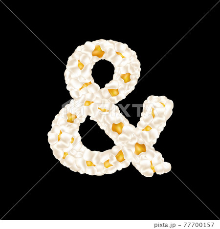 The sign made up of airy popcorn. Vector illustration. 77700157