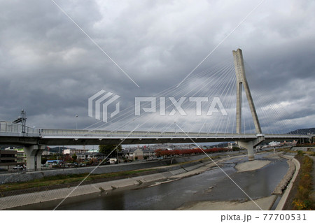 川西市と池田市の間を流れる猪名川の左岸、池田市側より新猪名川大橋を望む 向って左側を大きめに撮影 川西市と池田市の間を流れる猪名川の左岸、池田市側より新猪名川大橋を望む 向って左側を大きめに撮影 77700531