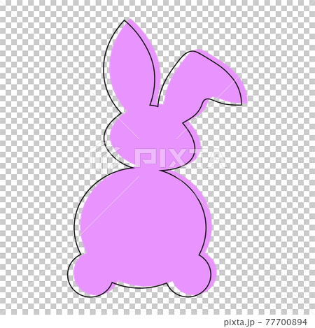 Rabbit pink outline.Children's picture on clothes.Easter bunny 77700894