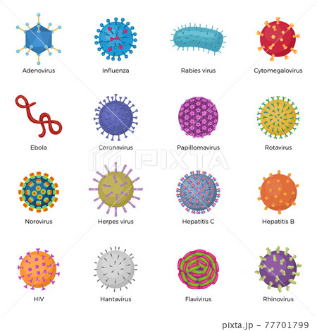 Viruses illustrations. Microb bacillus ebola microorganism pictogram pharmaceutical laboratory symbols recent vector microorganism signs templates 77701799