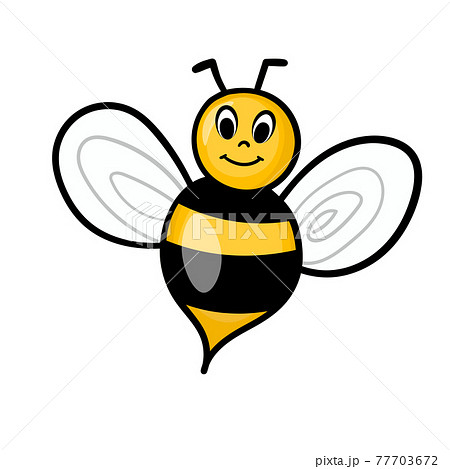 Cartoon bee mascot. A small bees flies. Wasp collection. Vector characters. Incest icon. Template design for invitation, cards. Doodle style 77703672