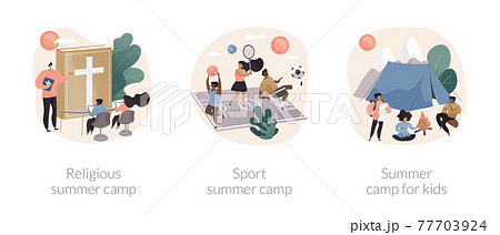 Active summertime abstract concept vector illustrations. 77703924