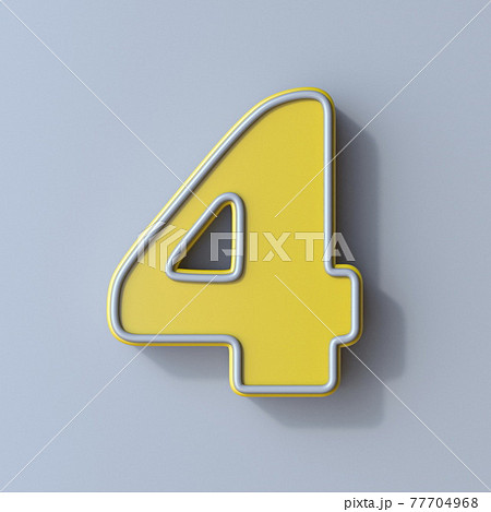 Yellow cartoon font Number 4 FOUR 3D 77704968