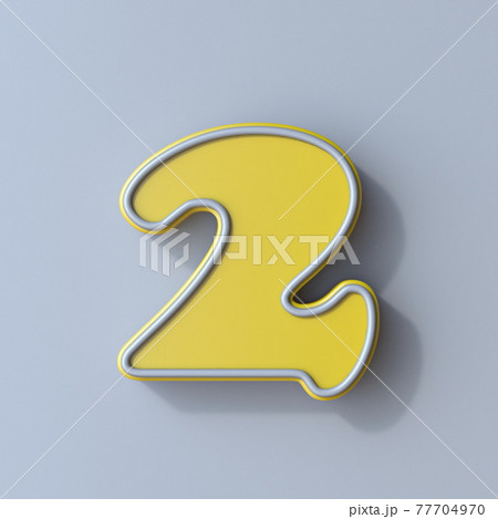 Yellow cartoon font Number 2 TWO 3D 77704970