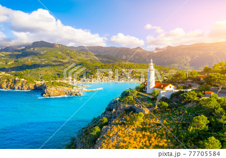 Beautiful harbour of Port de Soller, Majorca, Balearic Islands, Spain Beautiful harbour of Port de Soller, Majorca, Balearic Islands, Spain 77705584