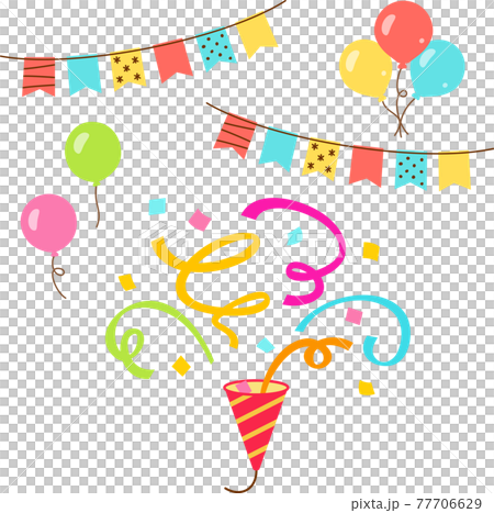 Illustration set of flags, balloons and crackers Illustration set of flags, balloons and crackers 77706629
