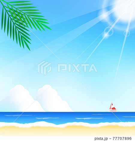夏のビーチ背景 1対1 正方形のイラスト素材