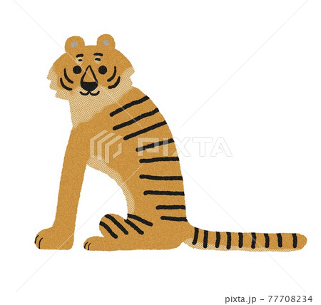 ざらついたテクスチャ付きの虎のイラストのイラスト素材 [77708234