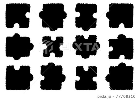 シンプルなモノクロのジグソーパズルのアイコンセット 77708310