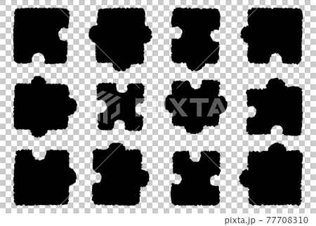 シンプルなモノクロのジグソーパズルのアイコンセット 77708310