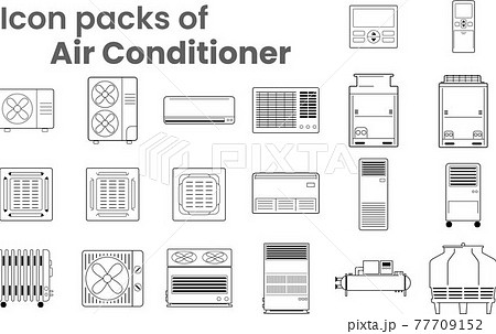 Icon packs of outline vector of HVAC Aircon 77709152