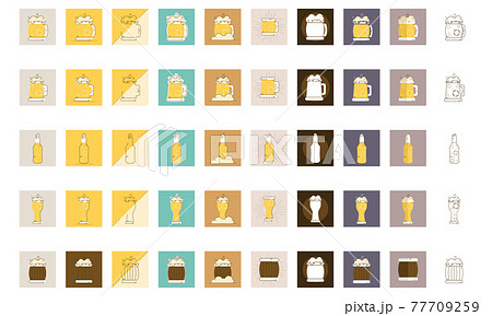 Set of different beer glasses mugs and bottles icon 77709259