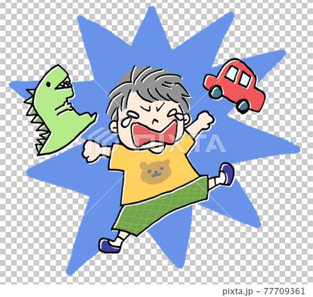 イヤイヤ期の暴れる男の子のイラスト3のイラスト素材