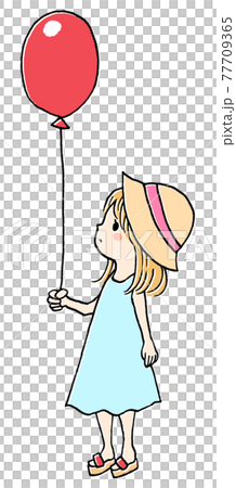 風船を持った女の子のイラスト2のイラスト素材