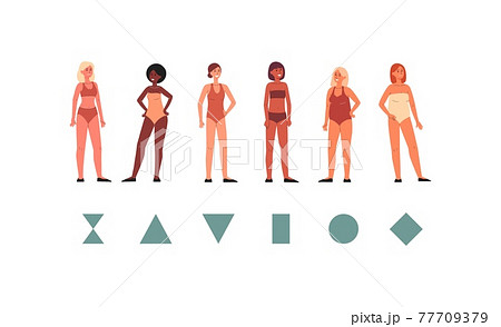 Geometric scheme of women body shapes, flat vector illustration isolated. 77709379