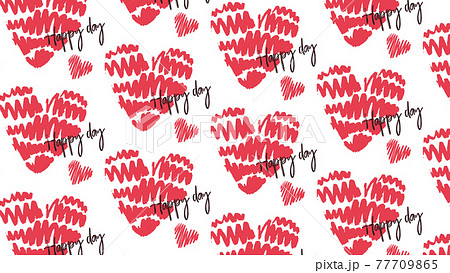 手描き風の赤色ハート　フォント入り　ベクター素材 77709865