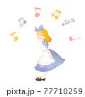 水彩風のアリスのお茶会イラスト　アリスと音符 77710259