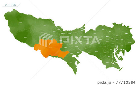 水彩風の地図　東京都　八王子市 77710584