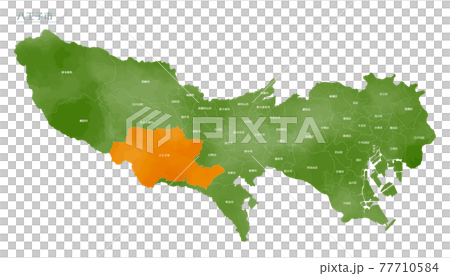 水彩風の地図　東京都　八王子市 77710584
