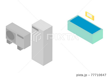 アイソメトリックのエコキュートとお風呂 アイソメトリックのエコキュートとお風呂 77710647