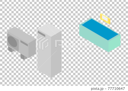 アイソメトリックのエコキュートとお風呂 アイソメトリックのエコキュートとお風呂 77710647