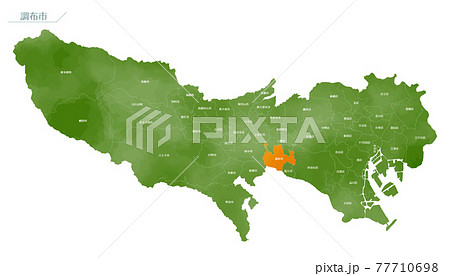 水彩風の地図　東京都　調布市 77710698