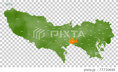 水彩風の地図　東京都　調布市 77710698