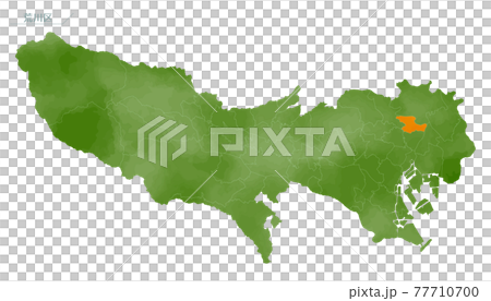 東京都荒川區水彩畫地圖 77710700