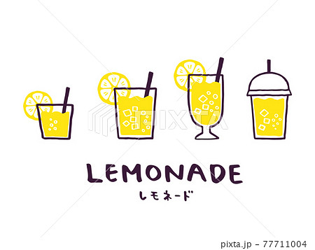 かわいいレモネード Lemonade セット 手書き文字イラスト素材のイラスト素材