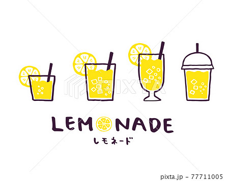 かわいいレモネード Lemonade セット 手書き文字イラスト素材のイラスト素材