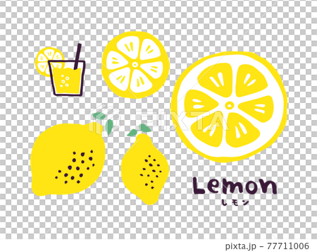 かわいいレモネード Lemon セット 手書き文字イラスト素材のイラスト素材