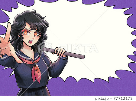 昭和の不良 女番長とふきだしのアイキャッチのイラスト素材