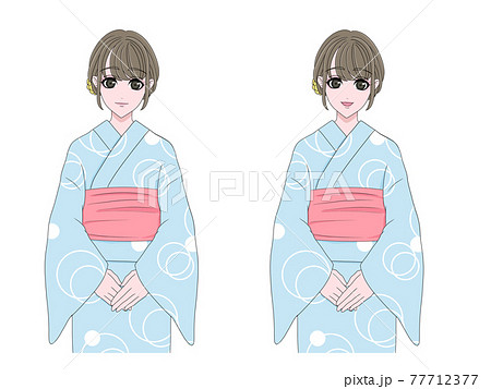 A Woman In A Yukata Facing The Front Stock Illustration