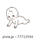 ハイハイするかわいいあかちゃんのシンプルなベクターイラスト 77713594