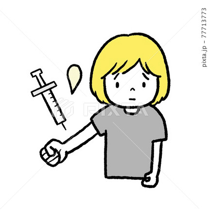 ワクチン接種の注射をする女の子のイラストのイラスト素材