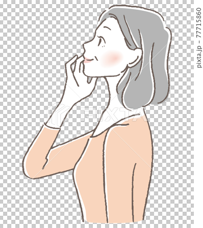 Senior woman putting her hand on her cheek 77715860