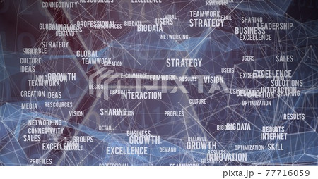 Business concept texts and network of connections against black background Business concept texts and network of connections against black background 77716059