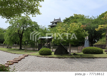 西尾市歴史公園の旧近衛邸からのぞむ本丸丑寅櫓（愛知県西尾市） 77718612