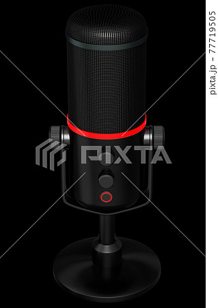 3D rendering of studio condenser microphone isolated on black background 77719505