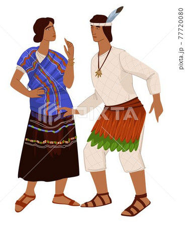 Man and woman, people in clothes, maya empire 77720080