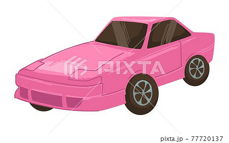 Retro car from 2000s, modern transport pink auto 77720137
